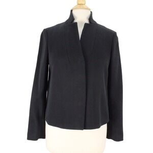 VTG‎ Carlisle Stretchy Jacket size 6 Black Ribbed Pockets Wool Blend
